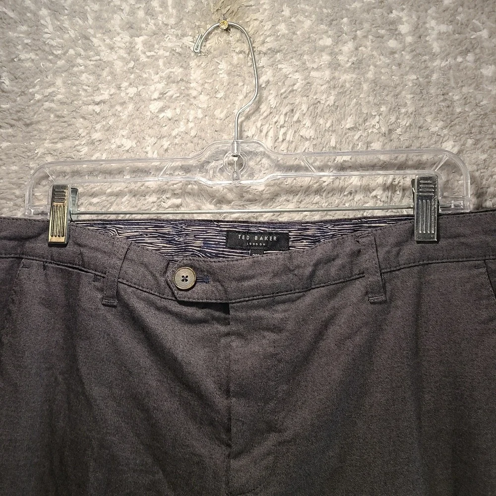 Ted Baker London Mens Slim Fit Chino Pants Charcoal Grey Textured 36R
